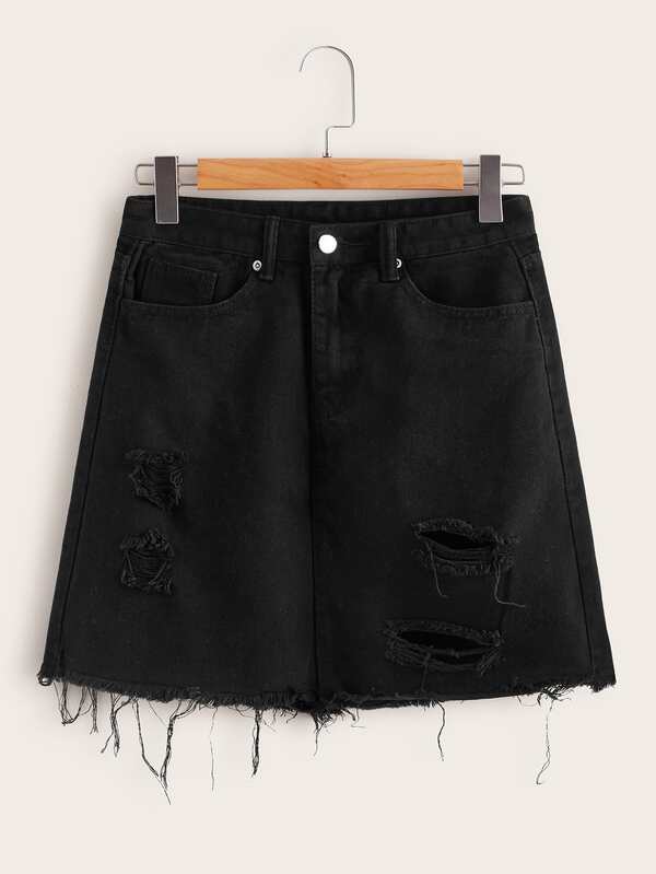 black denim skirt shein