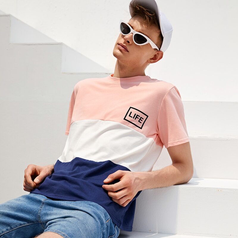 

Guys Cut And Sew Letter Graphic Tee, Multicolor