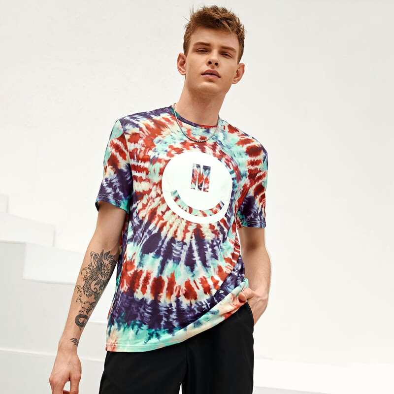 

Guys Letter Graphic Tie Dye Tee, Multicolor