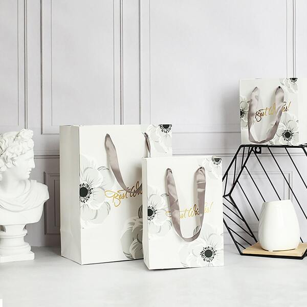 

1pc Flower Print Gift Storage Bag, White
