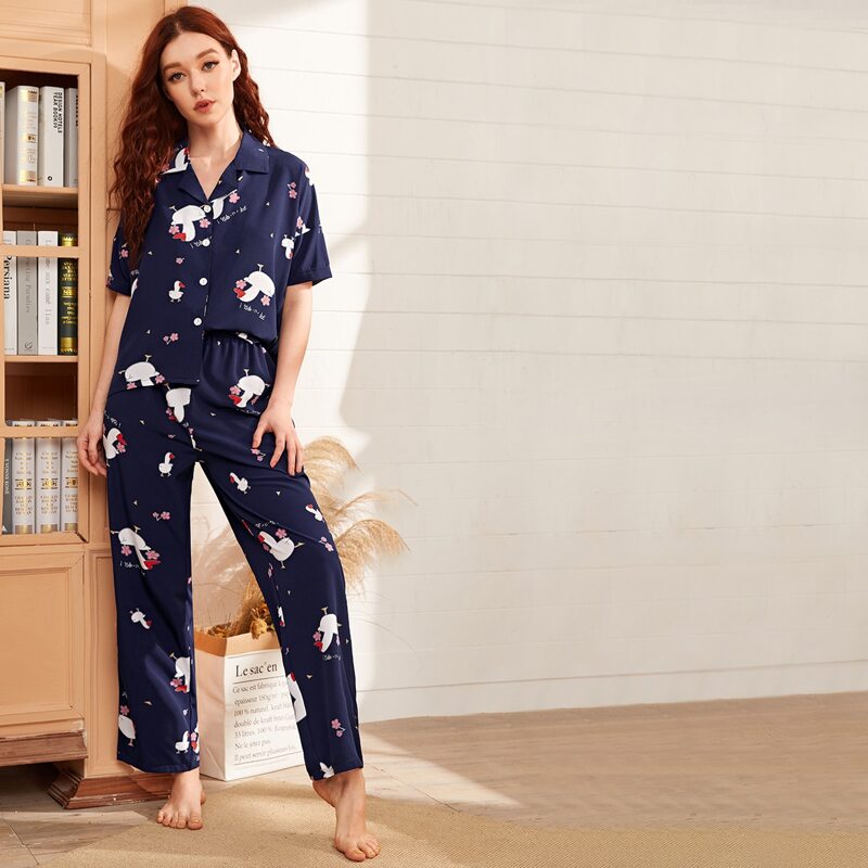 

Cartoon And Character Graphic Pj Set, Navy blue