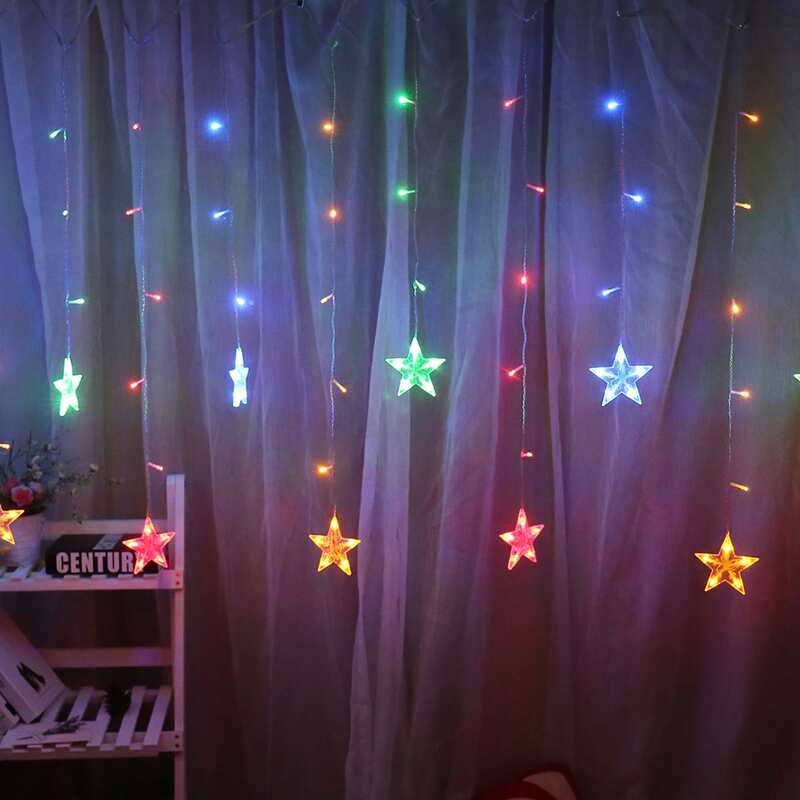 

12pcs Star Shaped Bulb String Light, Multicolor