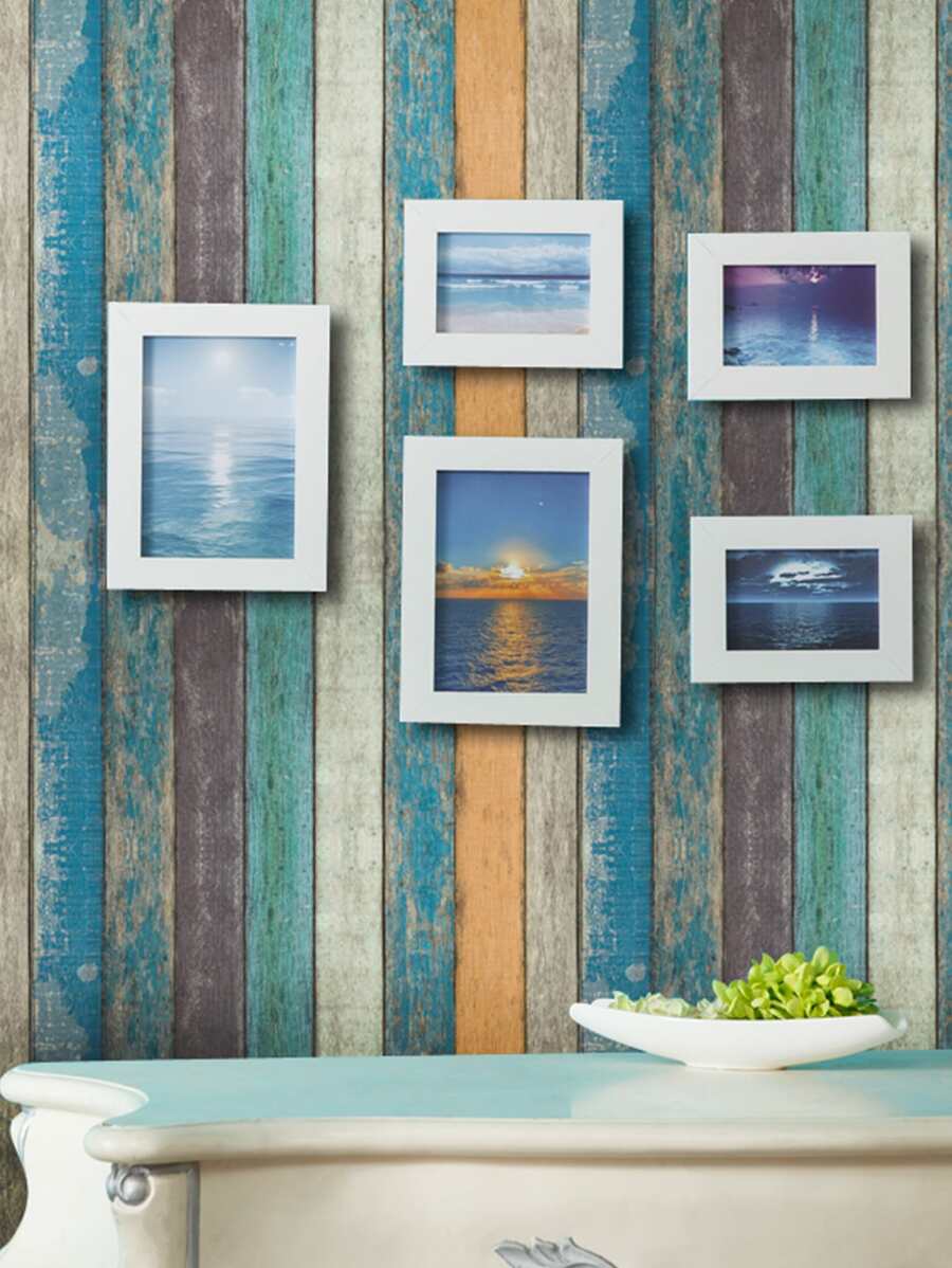 1pc Wood Pattern Wall Sticker - Multicolor - View 1