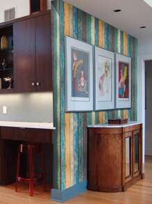 1pc Wood Pattern Wall Sticker - Multicolor - View 4