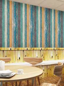 1pc Wood Pattern Wall Sticker - Multicolor - View 5
