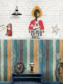 1pc Wood Pattern Wall Sticker - Multicolor - View 7