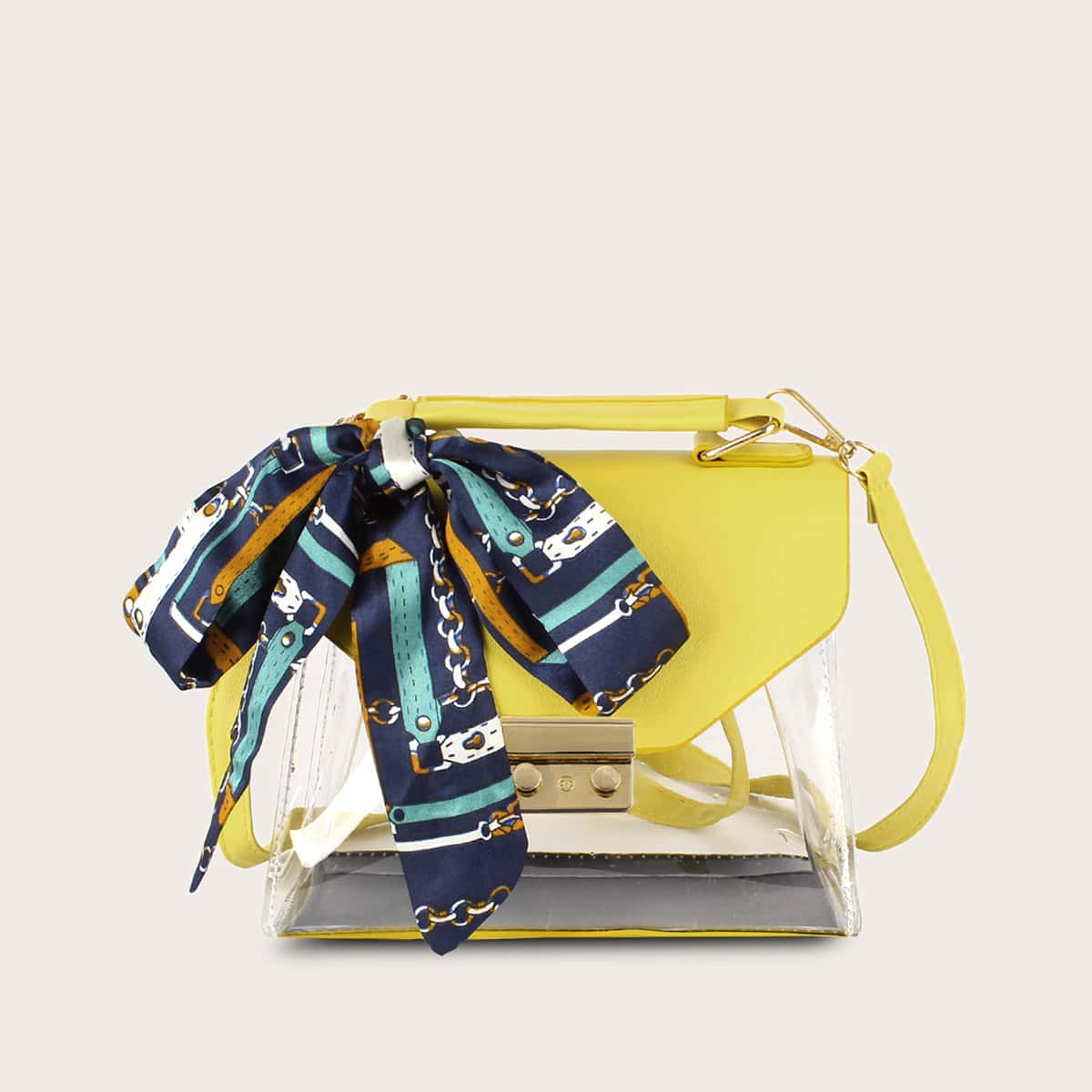 

Twilly Scarf Decor Clear Satchel Bag, Yellow