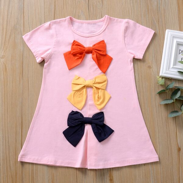 

Toddler Girls Bow Front Tee Dress, Pink
