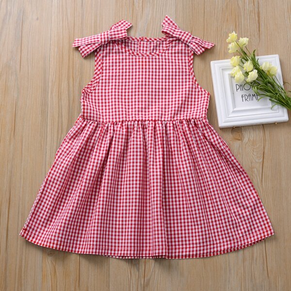 

Toddler Girls Gingham Knotted A-line Dress, Red