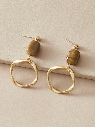 1pair Hollow Out Round Drop Earrings