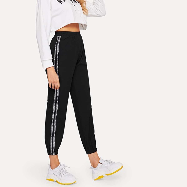 

Letter Tape Side Sweat Pants, Black