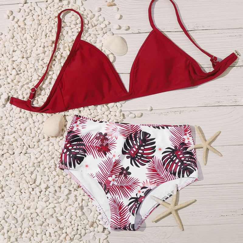 

Tropical V Wired High Waisted Bikini Swimsuit, Multicolor