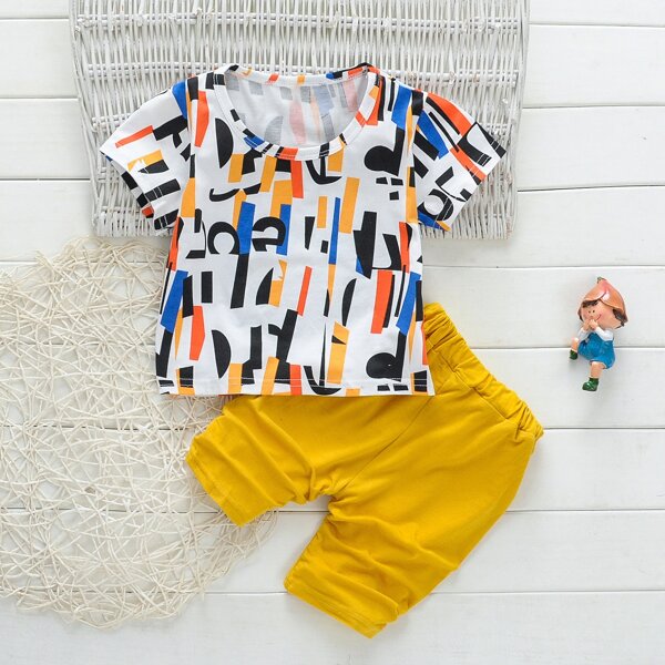 

Toddler Boys Geo Print Tee With Shorts, Multicolor