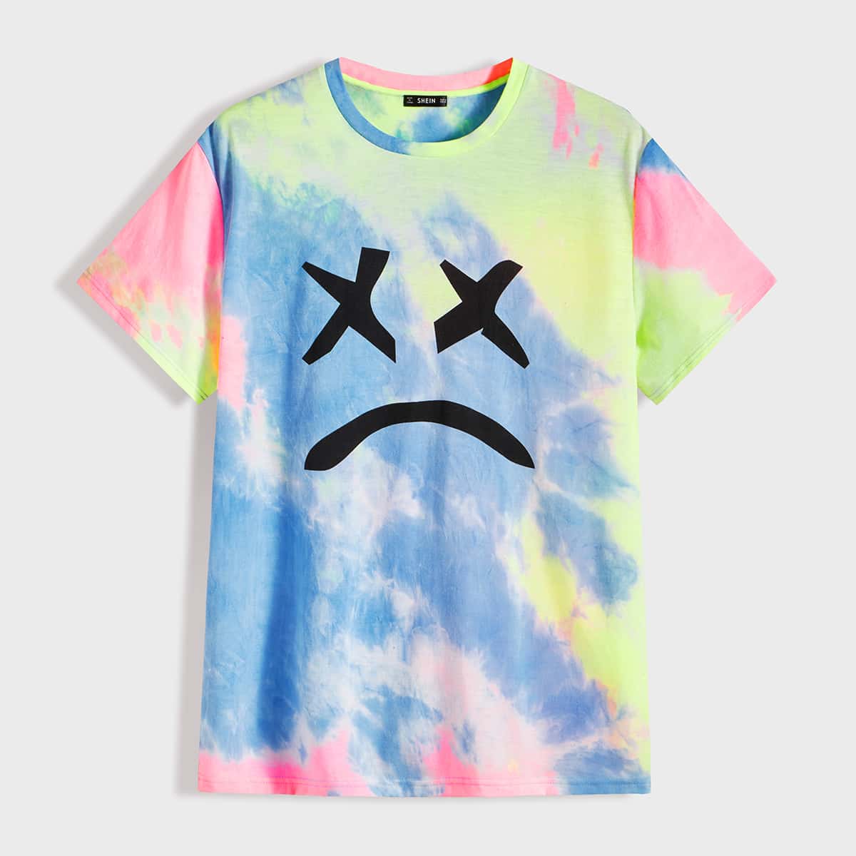 

Guys Cartoon Graphic Tie Dye Top, Multicolor