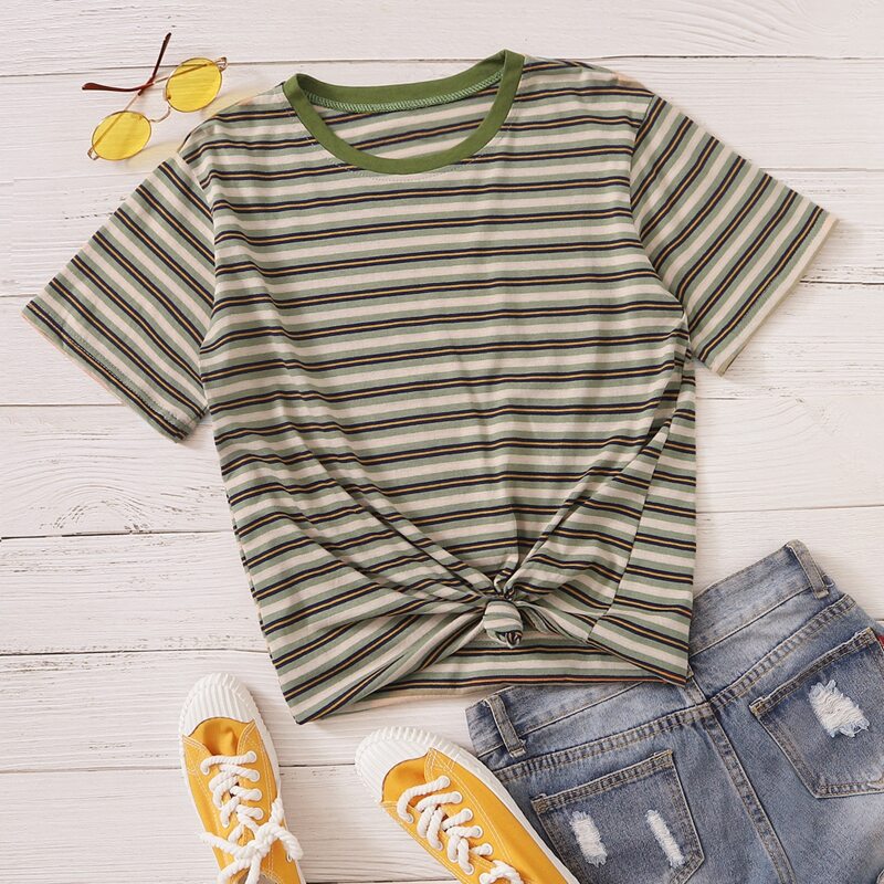 

Striped Short Sleeve Tee, Multicolor