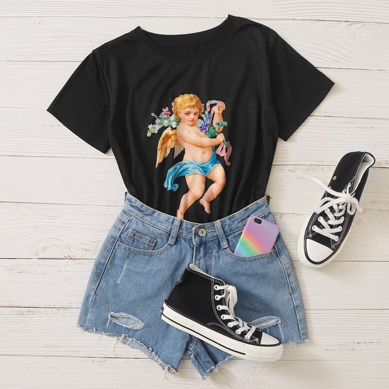 

Angel Graphic Black Tee