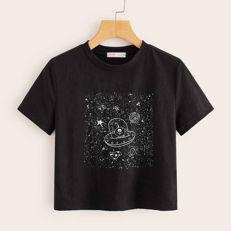 

Cartoon Graphic Black Tee