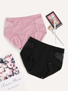 2 Packs Mesh Insert Panty Set - Multicolor - View 1