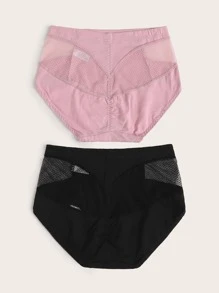 2 Packs Mesh Insert Panty Set - Multicolor - View 2
