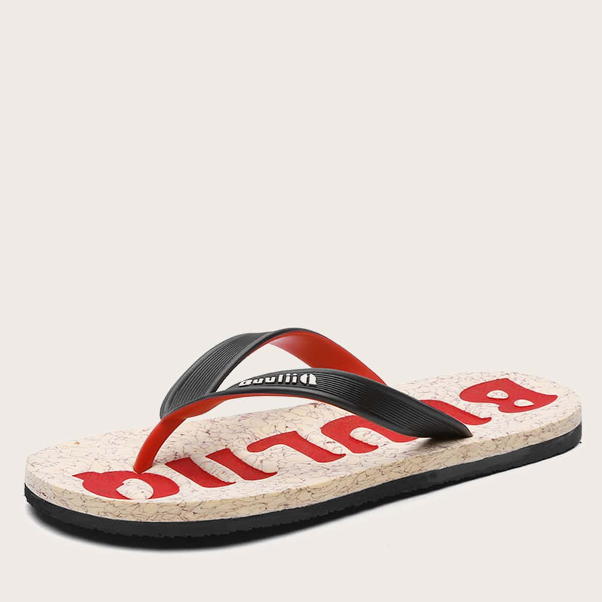 

Guys Letter Graphic Flip Flops, Black