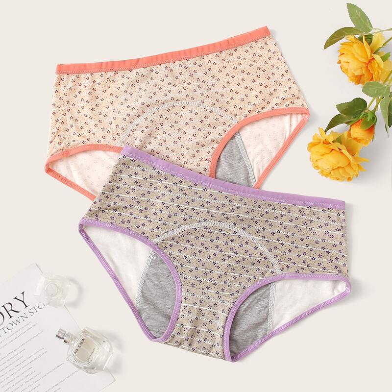 

2pack Ditsy Floral Physiological Panty Set, Multicolor