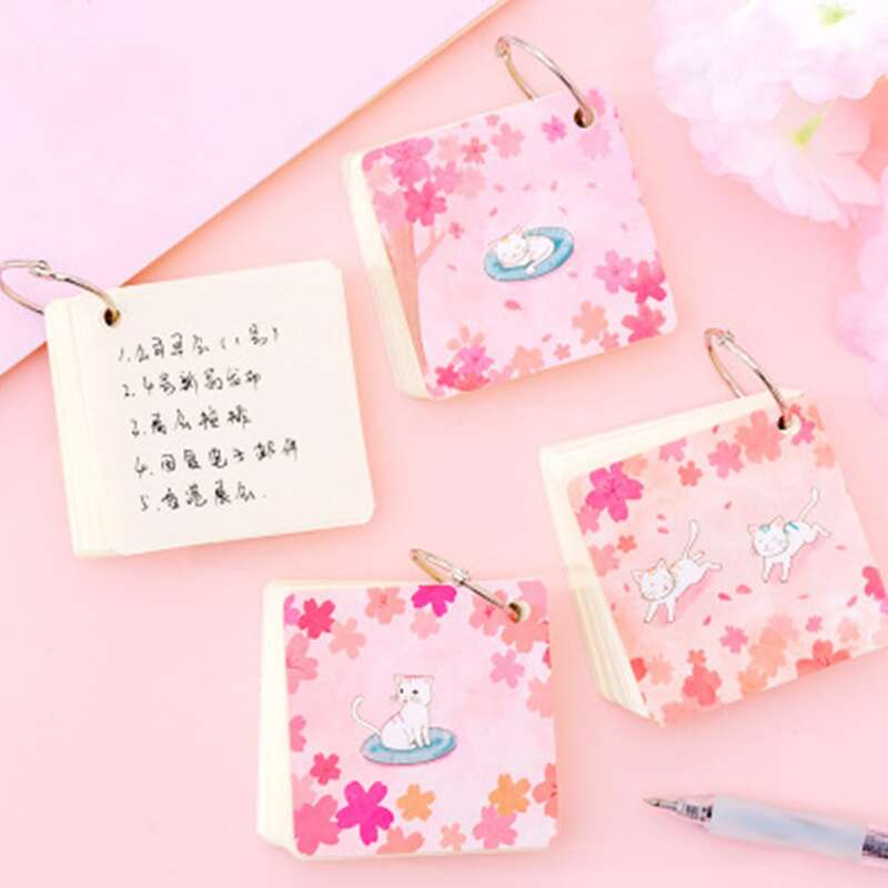 

1pack Floral Cat Ring Memo Pad, Multicolor