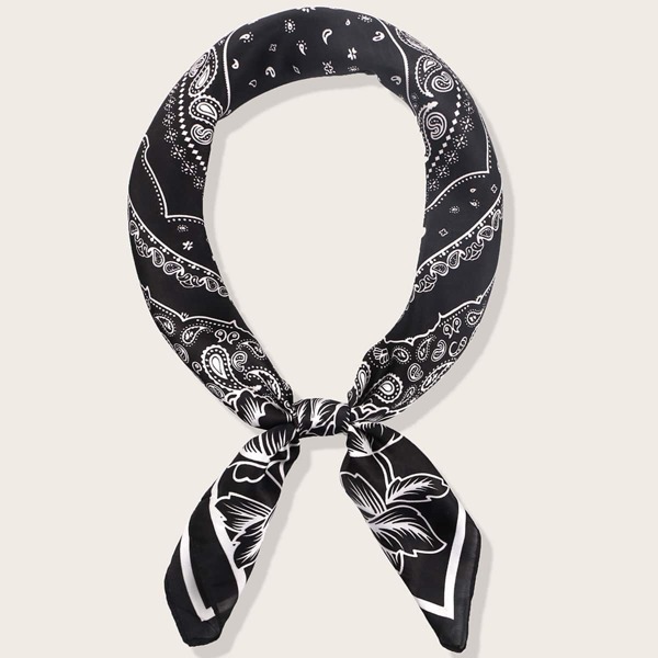 

Paisley & Floral Pattern Bandana, Black