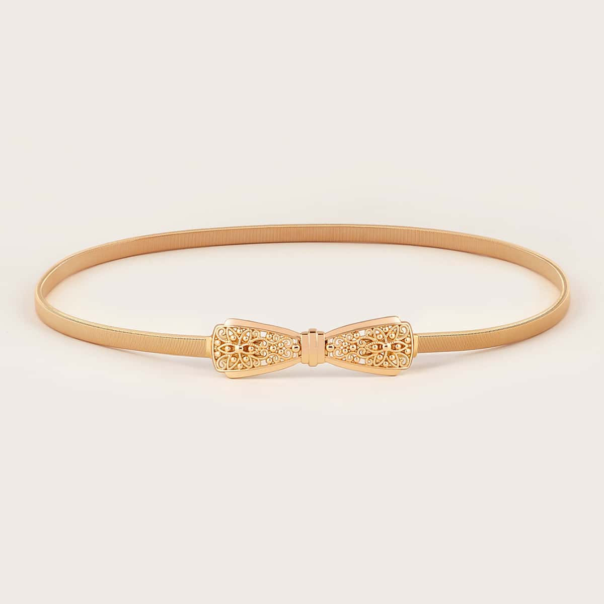 

Bow Buckle Skinny Belt, Gold