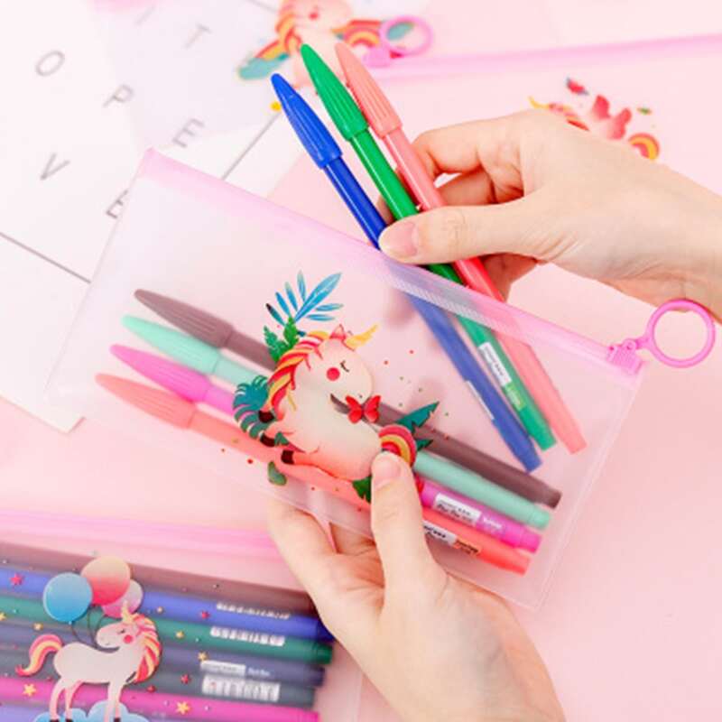 

1pc Unicorn Clear Pencil Bag, Multicolor