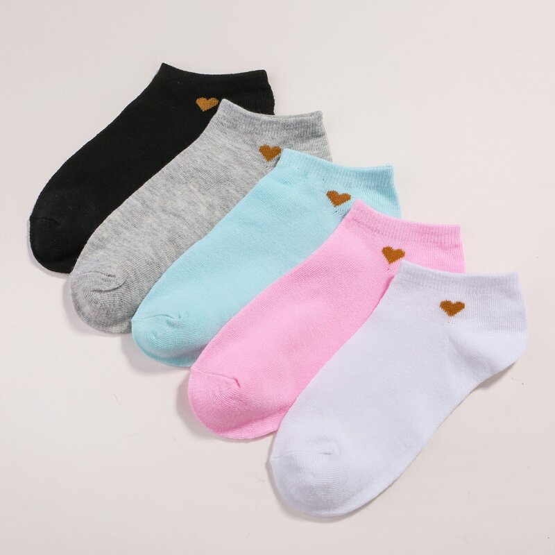 

5pairs Heart Pattern Socks, Multicolor