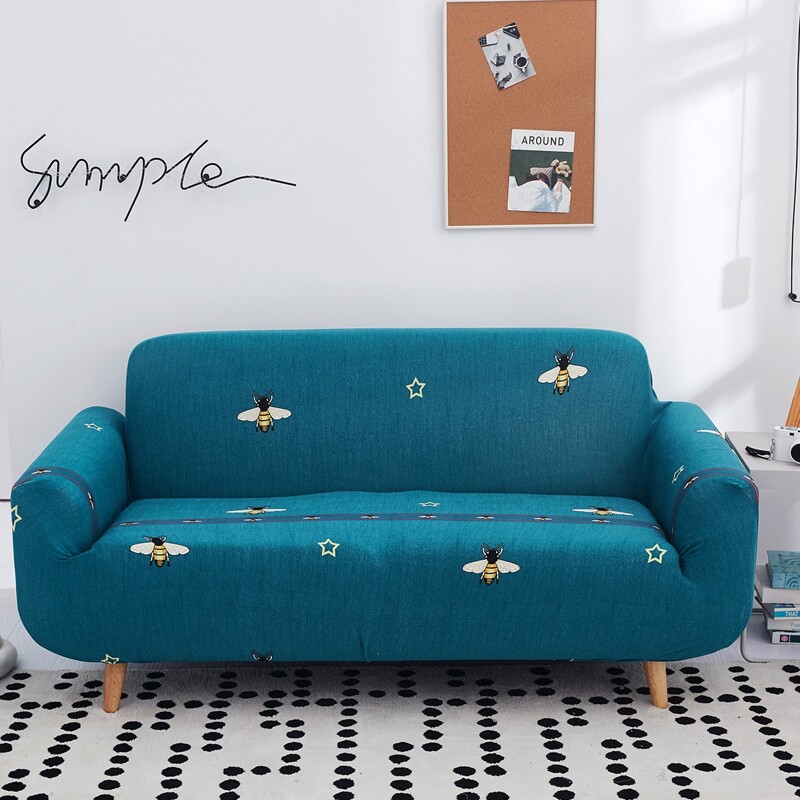 

1pc Beer Print Stretchy Sofa Cover Without Cushion Cover, Blue