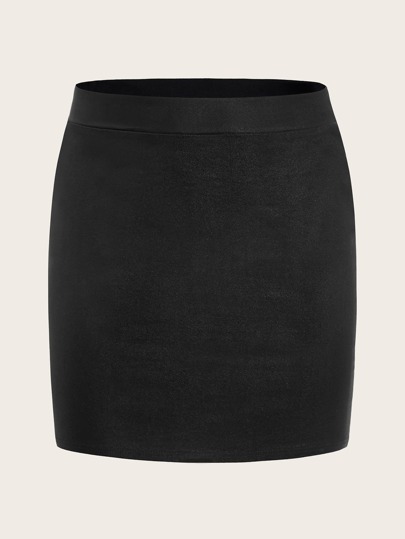 Plus Side Zipper Detail Denim Skirt