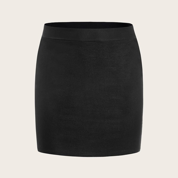 

Plus Side Zipper Detail Denim Skirt, Grey