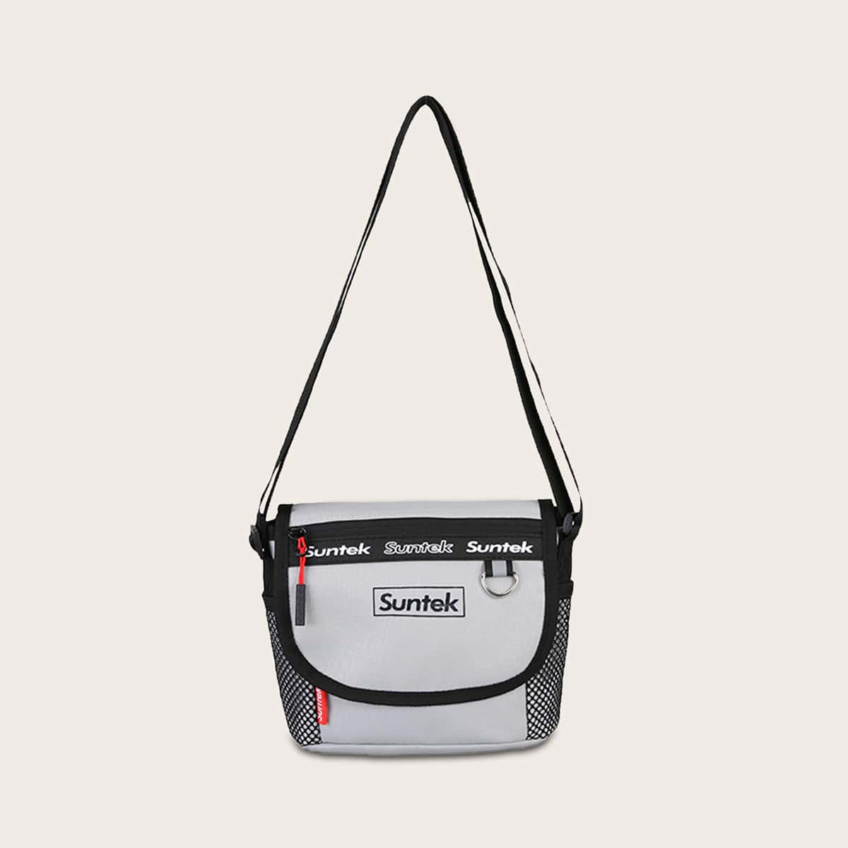 

Guys Letter Graphic Contrast Mesh Crossbody Bag, White