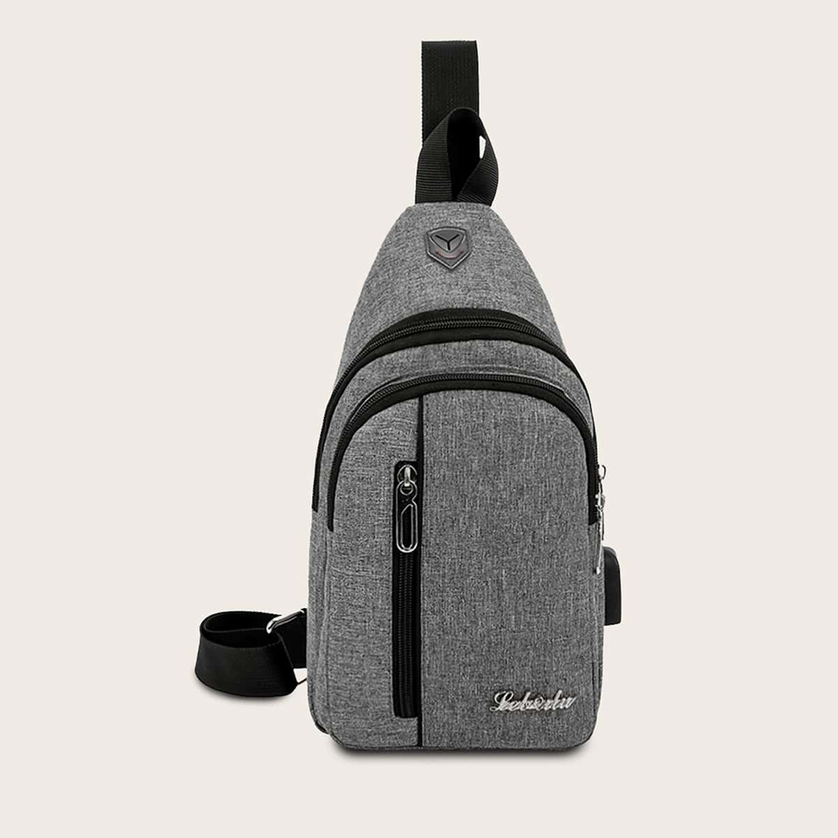 

Guys Zip Front Sling Bag, Grey