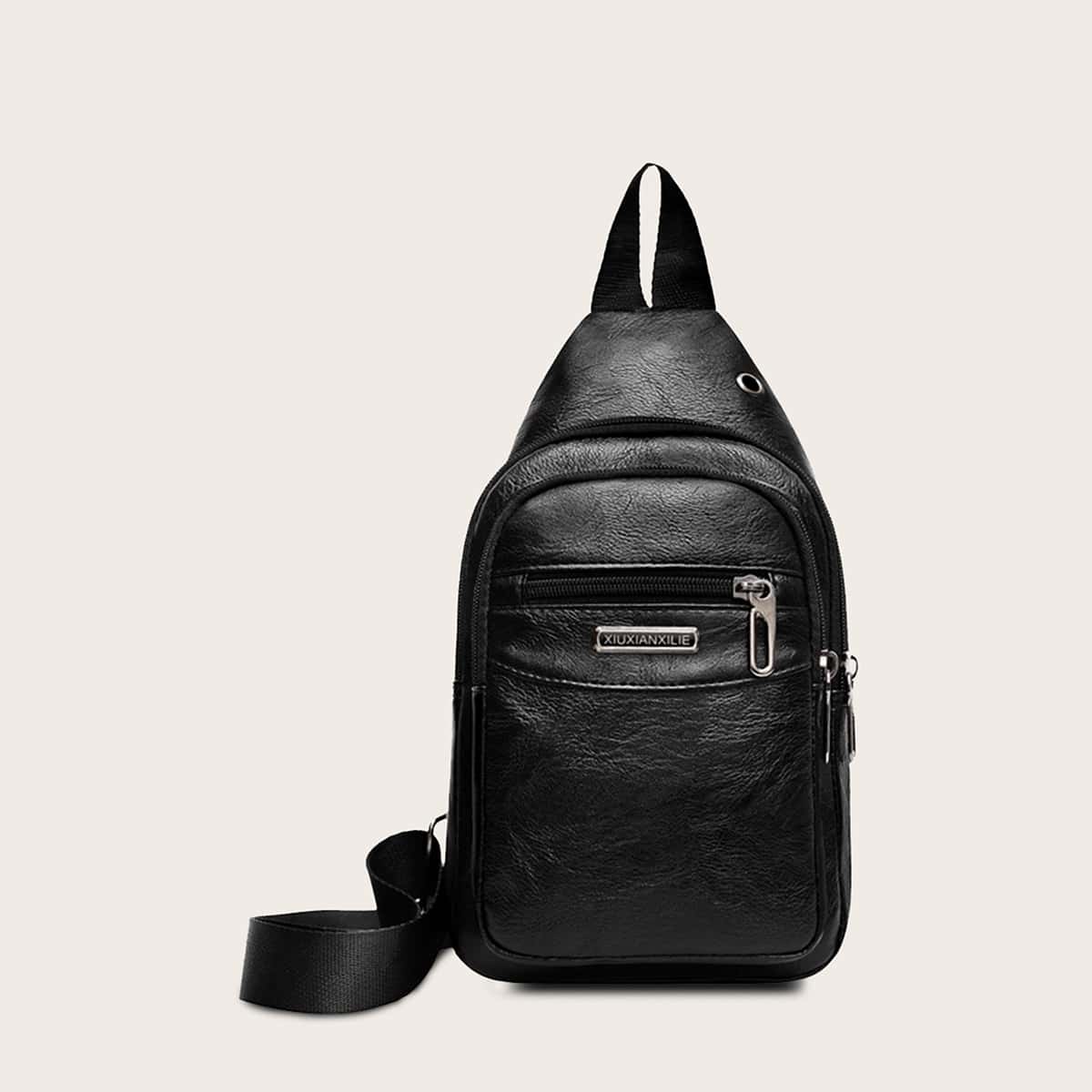 

Guys Zip Front Sling Bag, Black