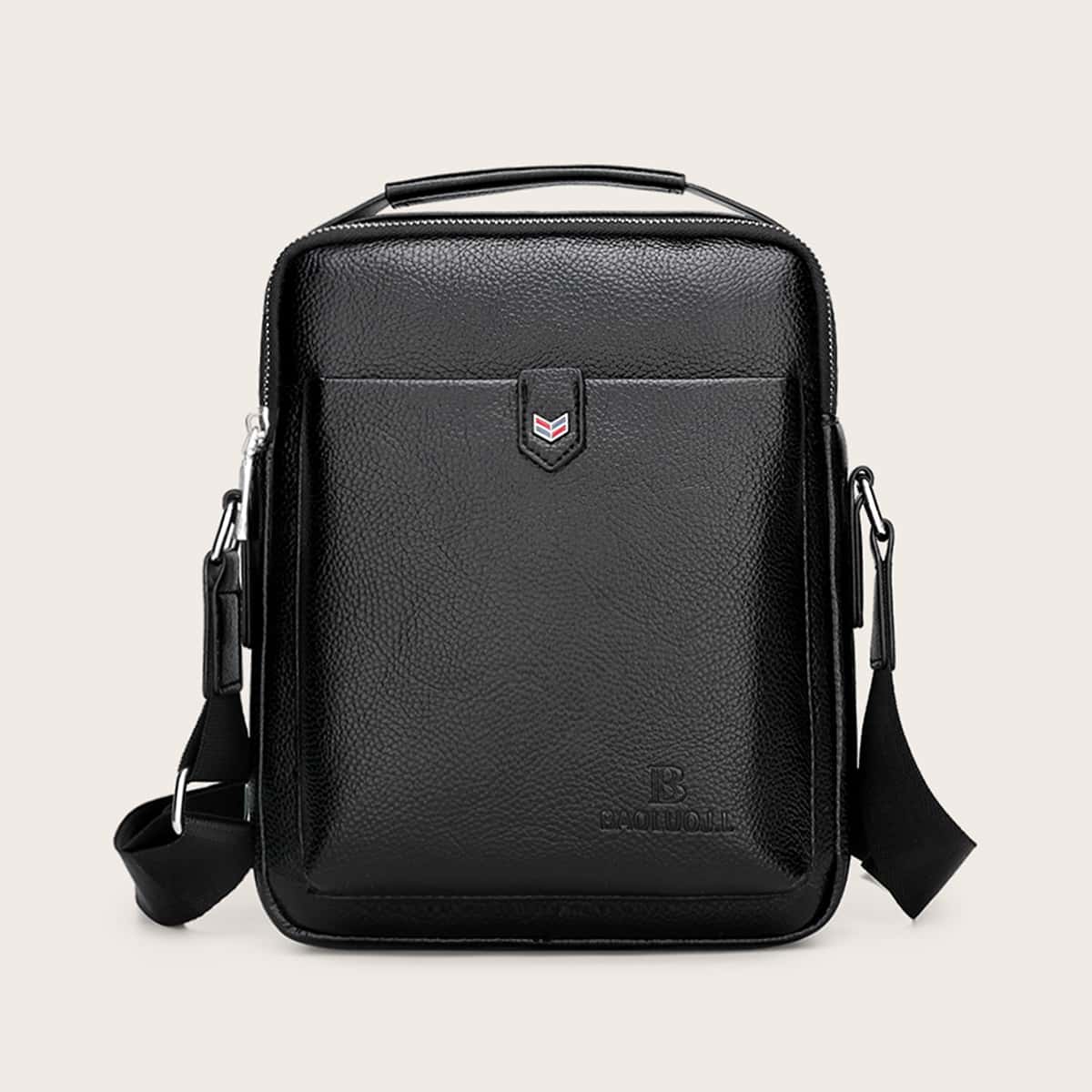 

Guys Zip Front Crossbody Bag, Black