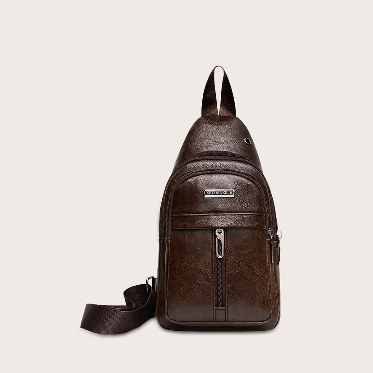 

Guys Zip Front Sling Bag, Brown