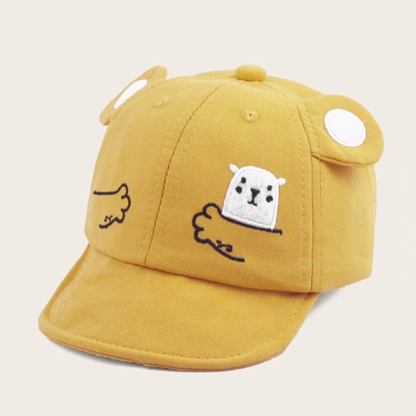 

Toddler Girls Cartoon Graphic Ear Decor Baseball Cap, Yellow