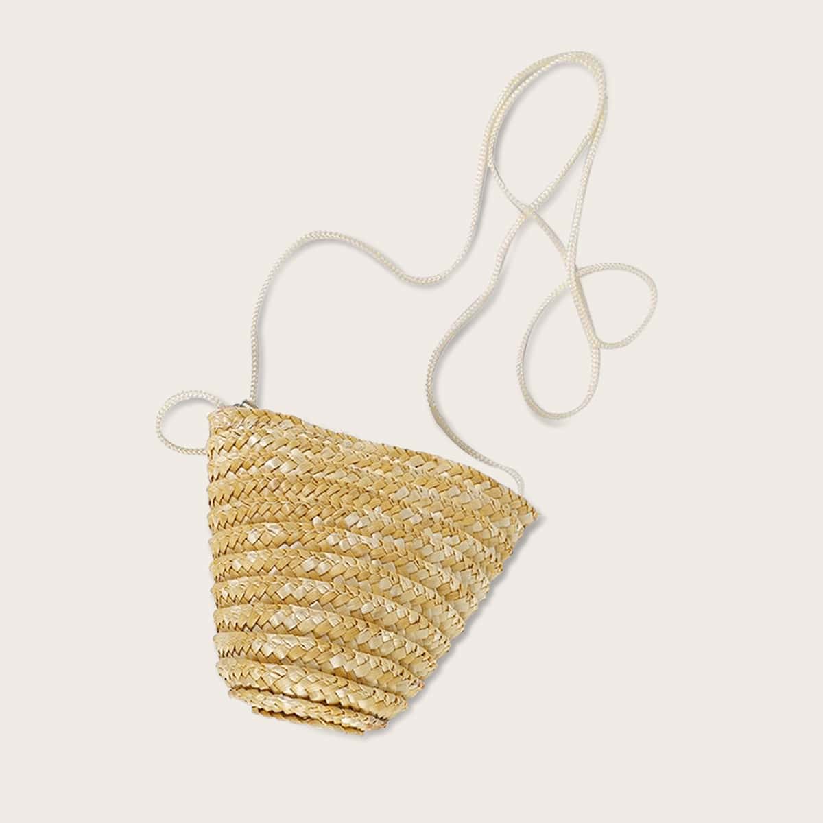 

Woven Bucket Crossbody Bag, Khaki