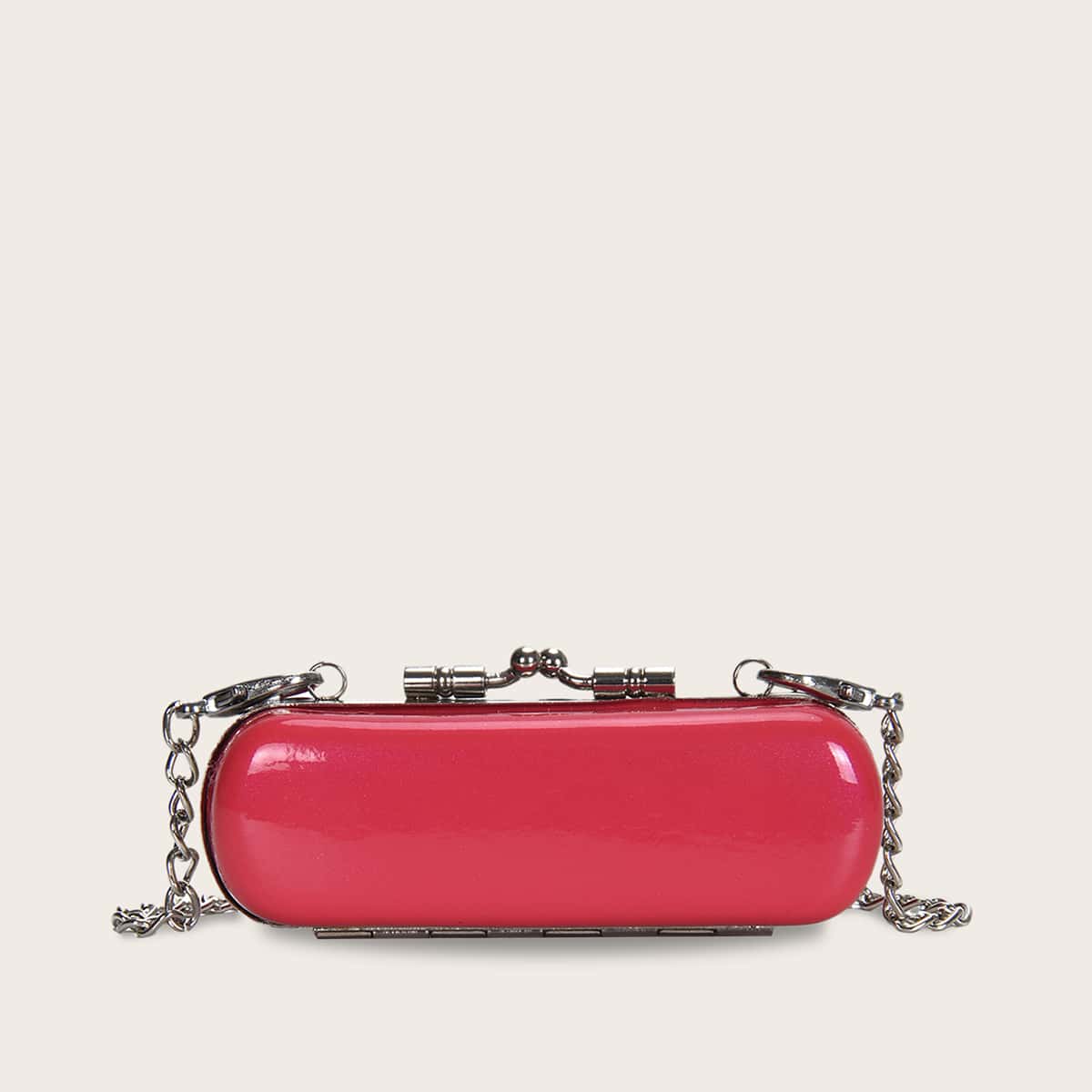 

Mini Box Shaped Chain Crossbody Bag, Pink