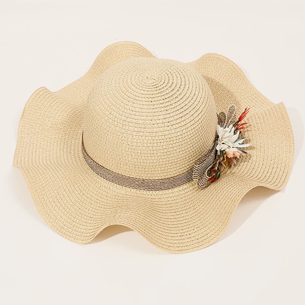 

Flower Decor Straw Hat, Khaki