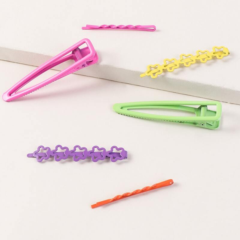 

6pcs Colorful Flower Decor Bobby Pin, Multicolor