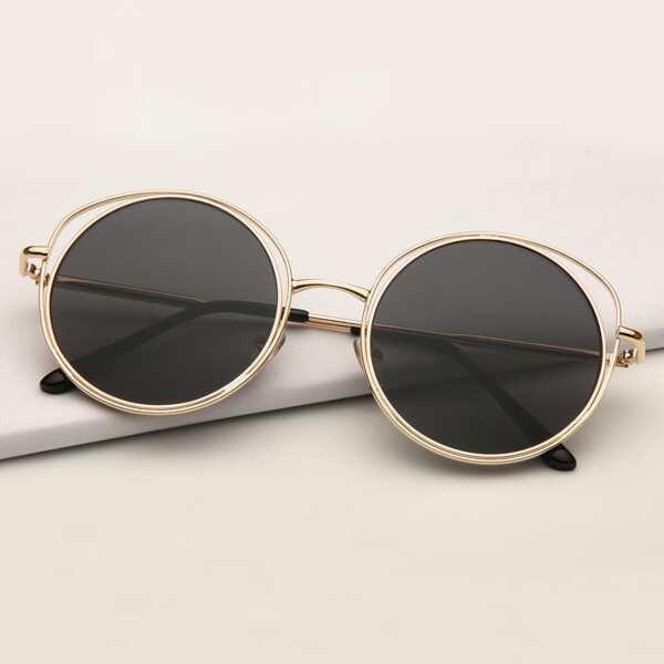 

Round Metal Frame Sunglasses, Black