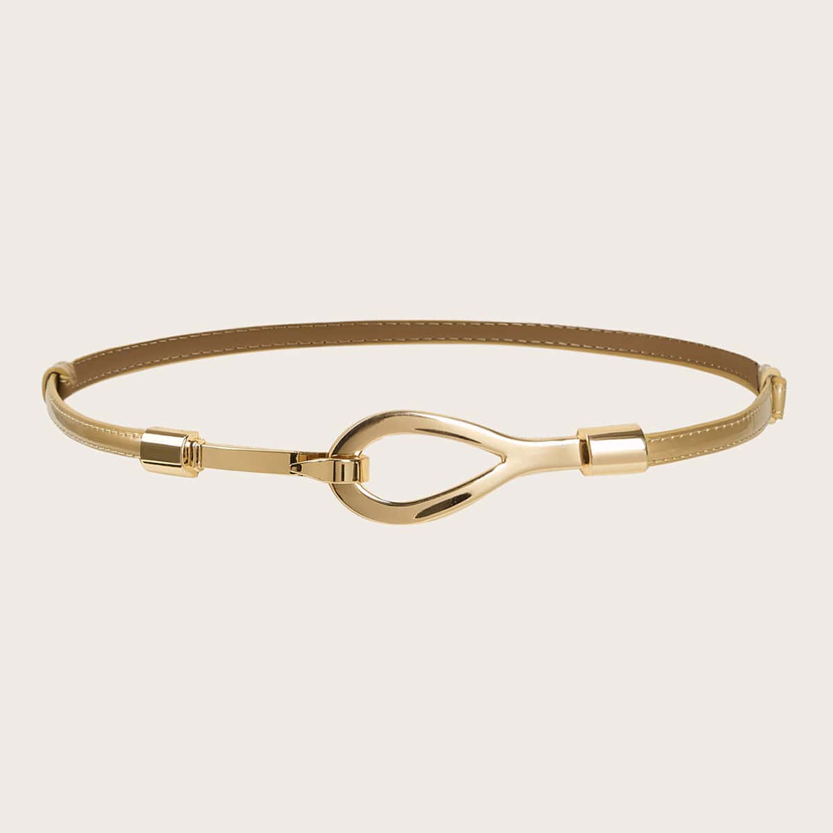 

Hollow Out Buckle Skinny Belt, Gold