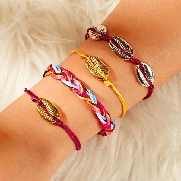 

4pcs Shell Decor Bracelet, Multicolor