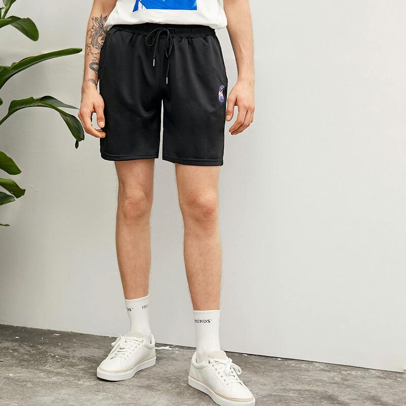 

Guys Letter Graphic Drawstring Shorts, Black