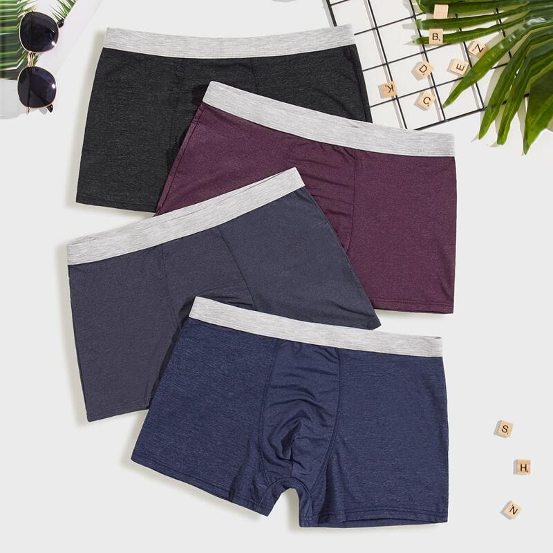

4pcs Guys Colorblock Boxer Brief, Multicolor