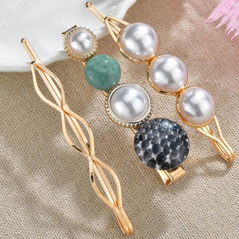 

3pcs Faux Pearl Decor Hair Clip, Multicolor