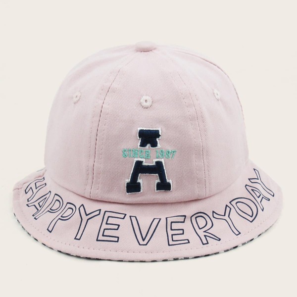 

Girls Letter Graphic Bucket Hat, Pink